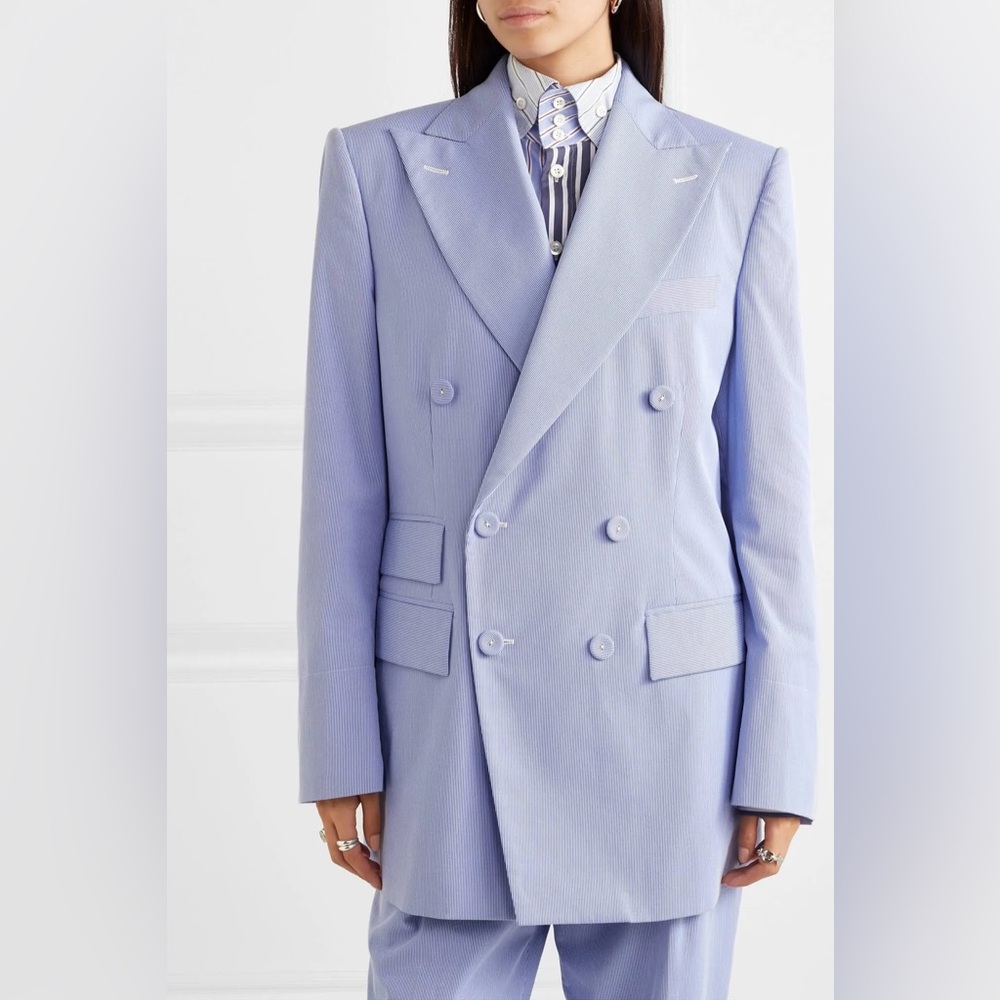 Vivienne Westwood - Oversized Double-Breasted Pinstriped Cotton-blend Blazer 42